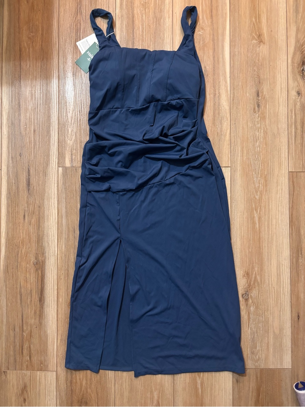 NWT Halara SoftlyZero Airy Square Neck Corset Ruched Bodycon Midi Dress size L